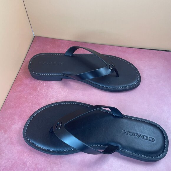 COACH BRIANNA LEATHER FLIP FLOP SANDALS (8) - Picture 11 of 14